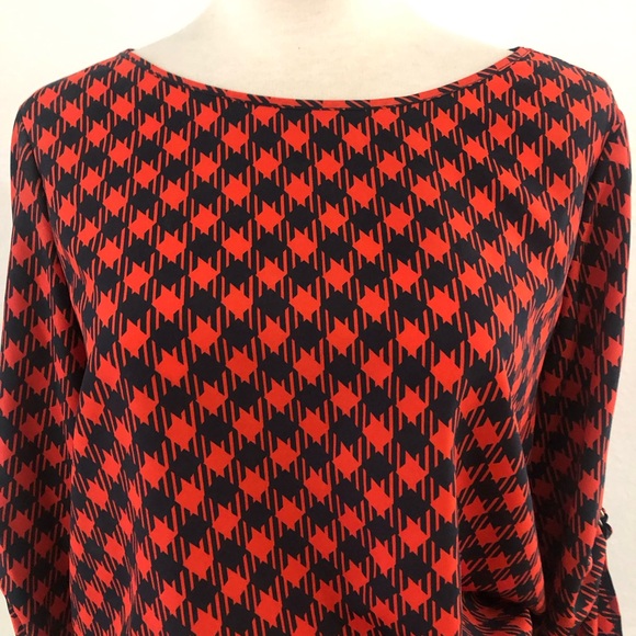Michael Kors Red and Black Geometric Blouse - Picture 3 of 9